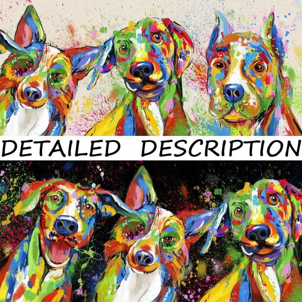 Abstract Colorful Dogs Canvas Wall Paintings - Image 6
