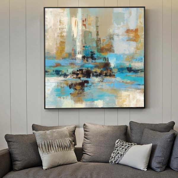 Abstract Landscape Turquoise Soft Colors Wall Art Canvas Print