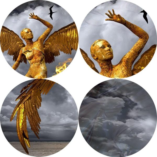 Golden Angel with Fire Wall Art Canvas Print - Image 4