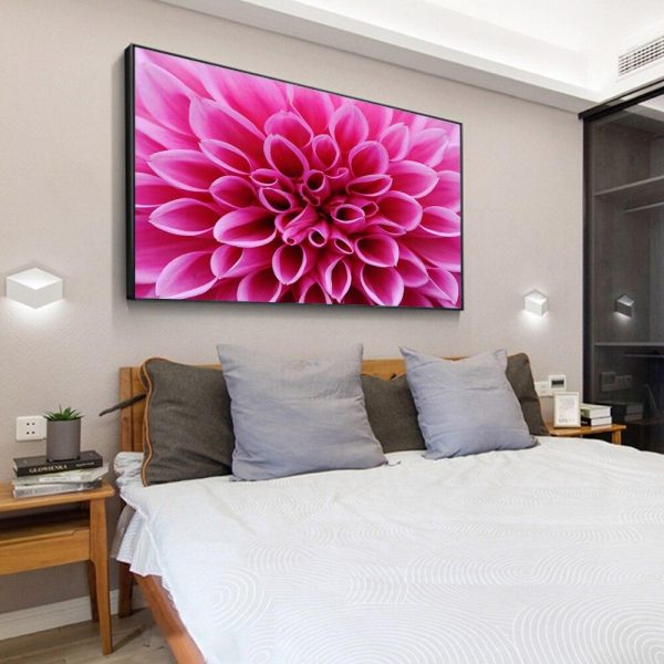 Pink Colorful Dahlia Wall Art Canvas Print - Image 2