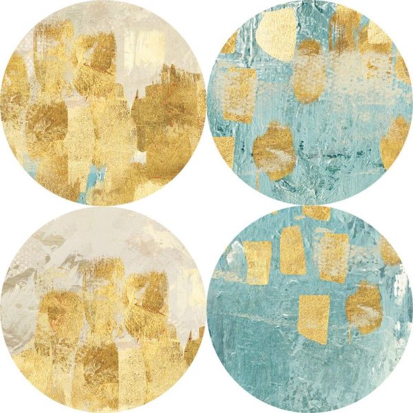 Golden Dots on Light Blue Wall Art Canvas Print - Image 4