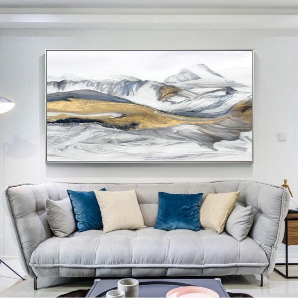 Abstract Snowy Mountain Landscape Wall Art Canvas Print - Image 5
