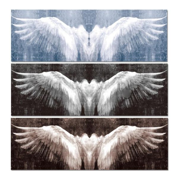 Vintage White Angel Wings Wall Art Canvas Print - Image 6