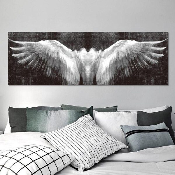 Vintage White Angel Wings Wall Art Canvas Print - Image 2