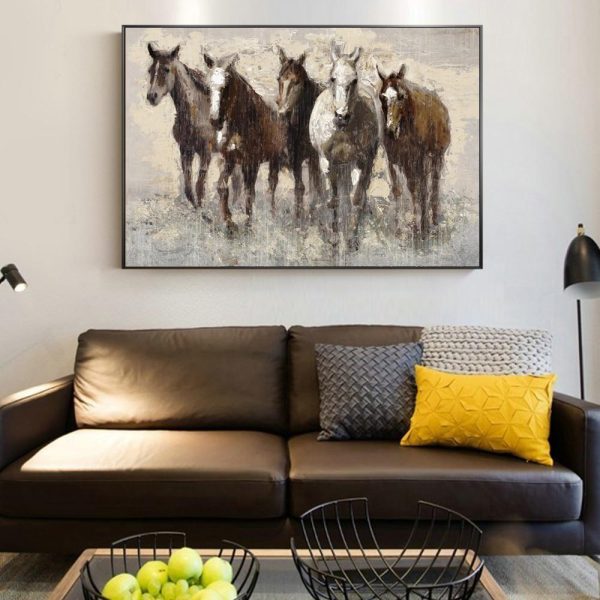 Abstract Majestic Horses Canvas Print Wall Art Picture - Image 5
