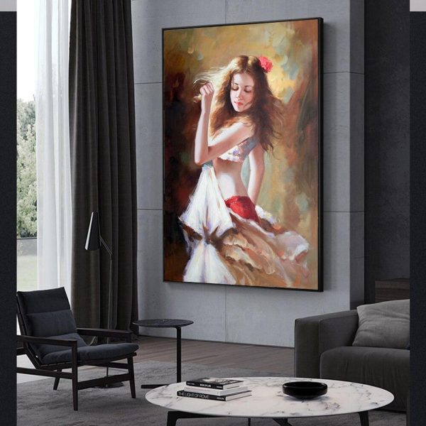 Girl Playing the Violin and Dancer Girl Wall Art Canvas Print - Image 6