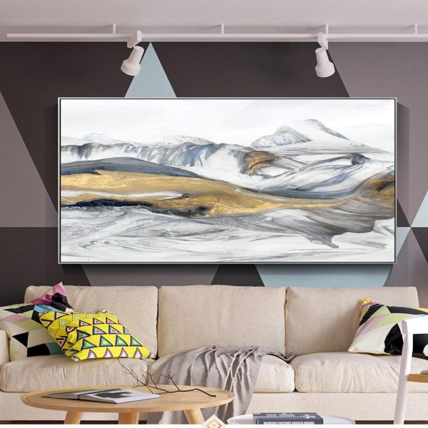Abstract Snowy Mountain Landscape Wall Art Canvas Print