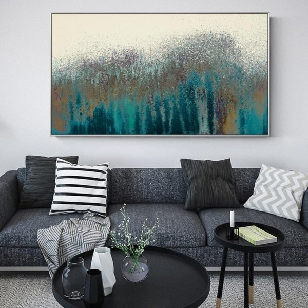 Abstract Turquoise Splash and Spray Wall Art Canvas Print