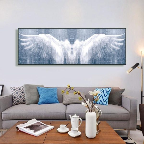 Vintage White Angel Wings Wall Art Canvas Print - Image 3