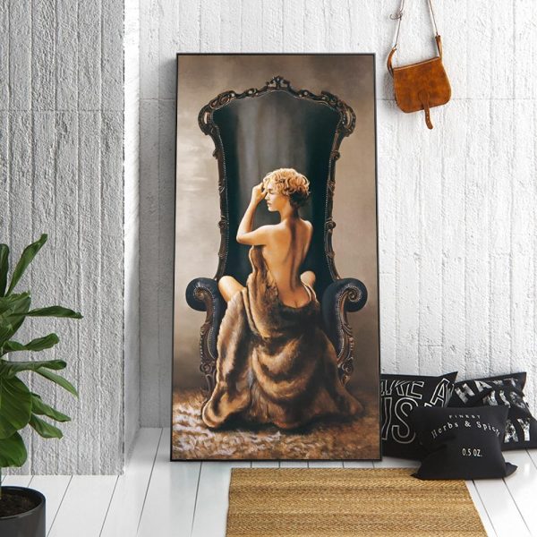 Half Nude Lady on the Armchair Wall Art Canvas Print