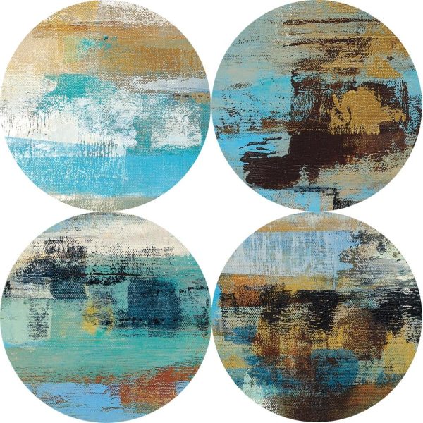 Abstract LandscapeTurquoise Color Wall Art Canvas Print - Image 4