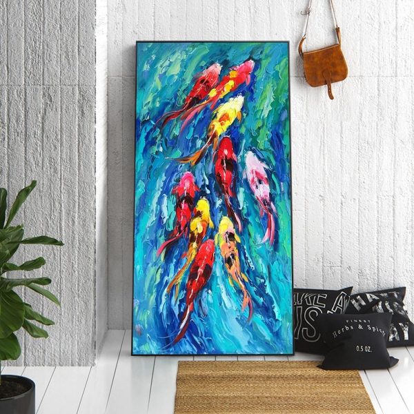 Abstract Swiming Fishes Canvas Wall  Paintings