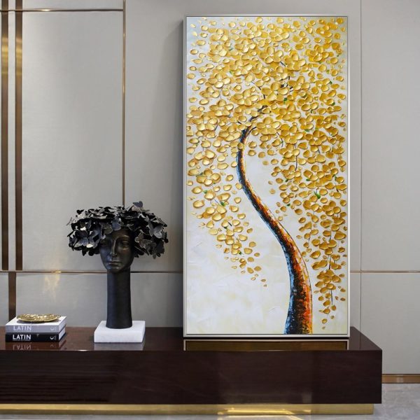 Golden Tree Canvas Print Wall Art Picture
