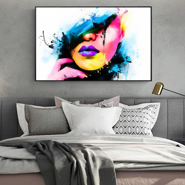 Multicolor Girl Face Wall Art Canvas Print