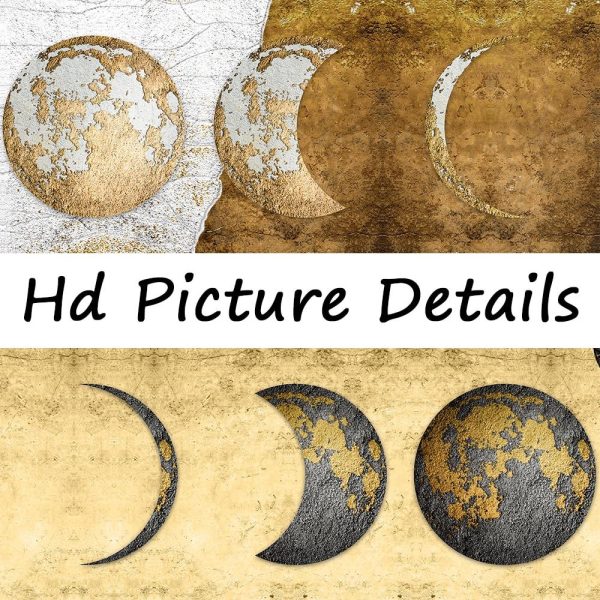 Golden Moon Phases in White and Black Wall Art Canvas Print - Image 5
