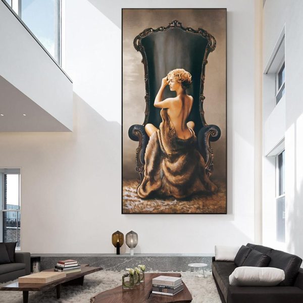 Half Nude Lady on the Armchair Wall Art Canvas Print - Image 5