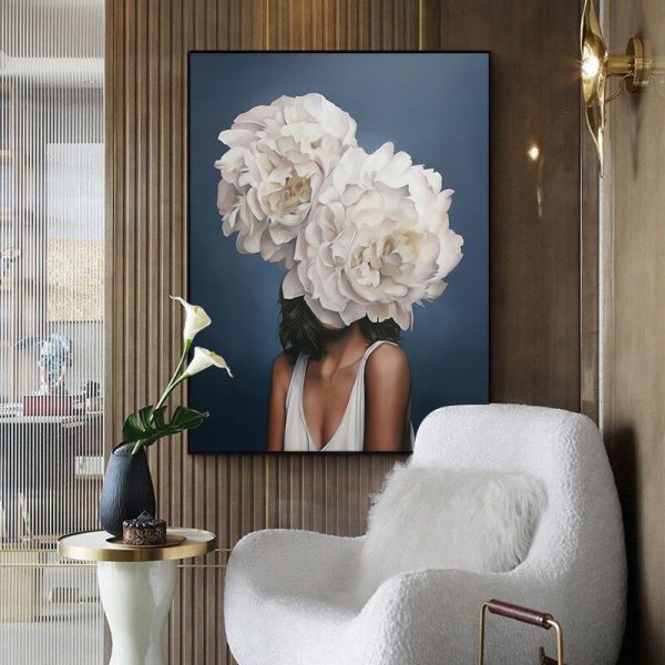 Women with Coloful Flowers Wall Art Canvas Print - Image 6