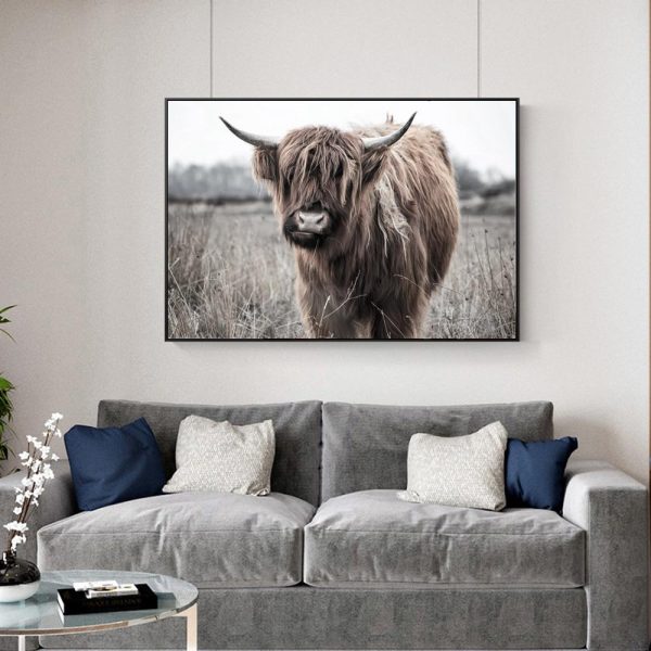 Highland Cow in the Pasture Wall Art Canvas Print - Image 5
