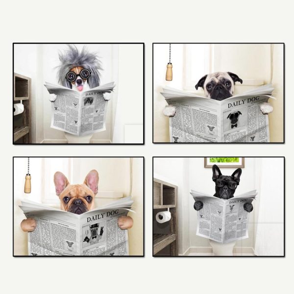 Funny Dog Reading Newspaper Wall Art Animal Poster