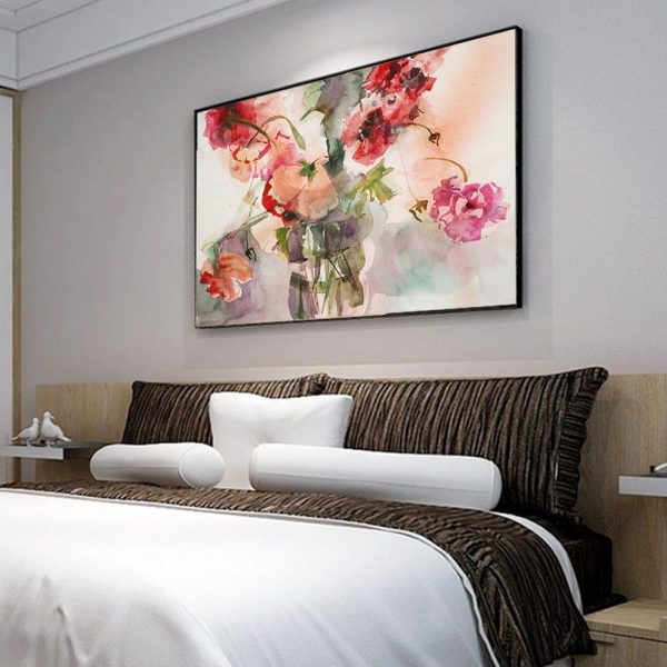 Watercolor Soft Pink Flowers Wall Art Canvas Print - Image 5