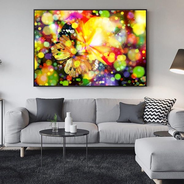 Multicolor Butterfly with Flowers Wall Art Canvas Print - Image 6
