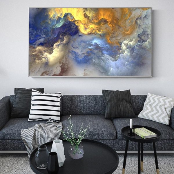 Golden and Blue Mysterious Clouds Wall Art Canvas Print - Image 6