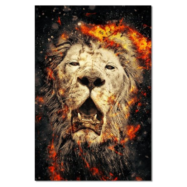 Lion Head with Fire Wall Art Canvas Print - Image 5