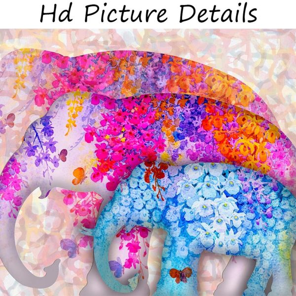Colorful Elephant Family Canvas Print Wall Picture - Image 5