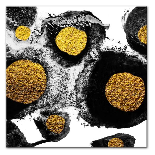 Golden Сircles in Black and White Wall Art Canvas Print - Image 3
