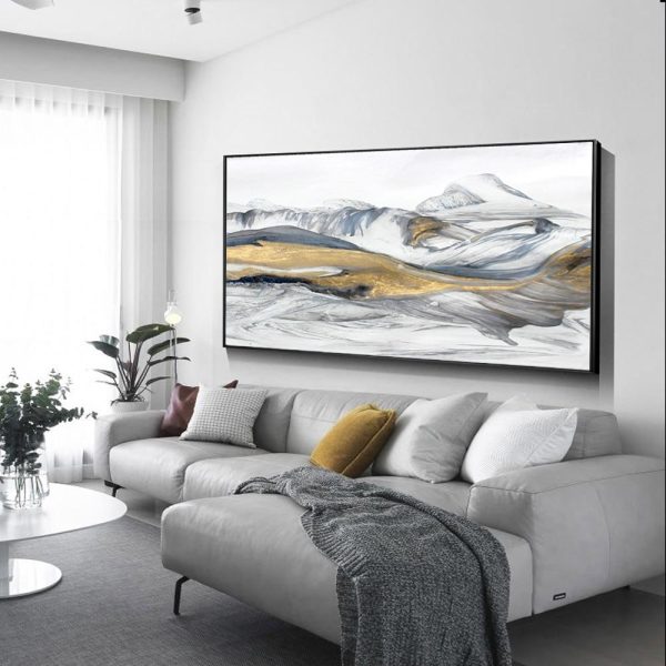 Abstract Snowy Mountain Landscape Wall Art Canvas Print - Image 3