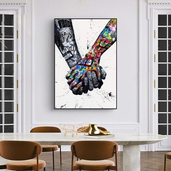 Colorful Tattoo Hands Canvas Print Picture - Image 5
