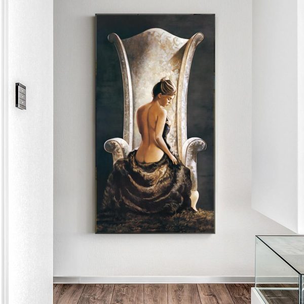 Half Nude Lady on the Armchair Wall Art Canvas Print - Image 2