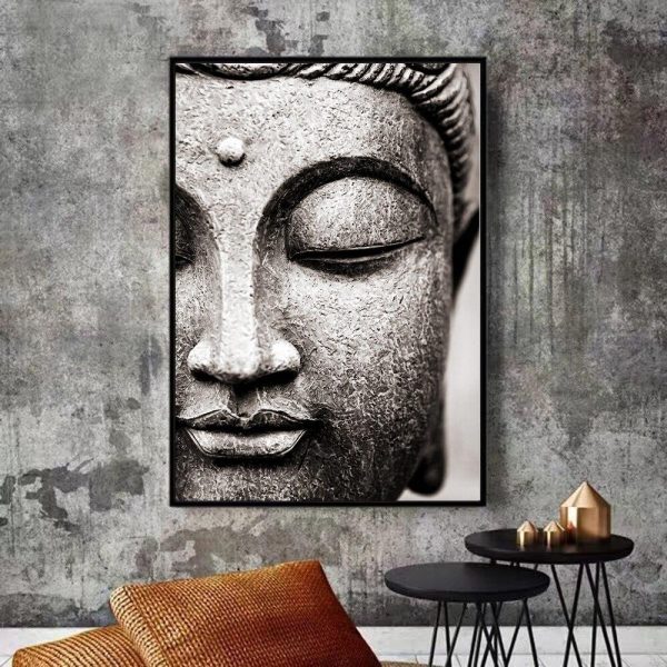 Black and White Buddha Statue Wall Art Canvas Print - Image 5