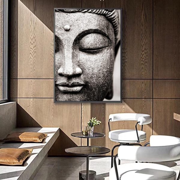 Black and White Buddha Statue Wall Art Canvas Print - Image 4