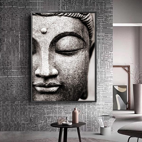 Black and White Buddha Statue Wall Art Canvas Print - Image 6