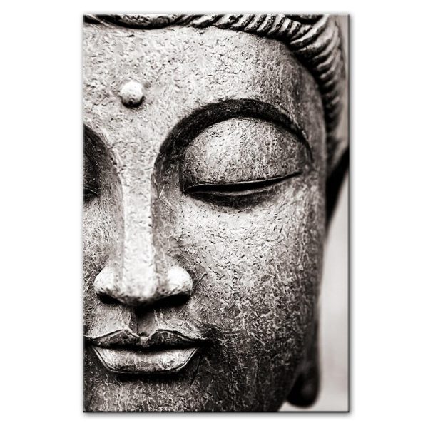 Black and White Buddha Statue Wall Art Canvas Print - Image 2