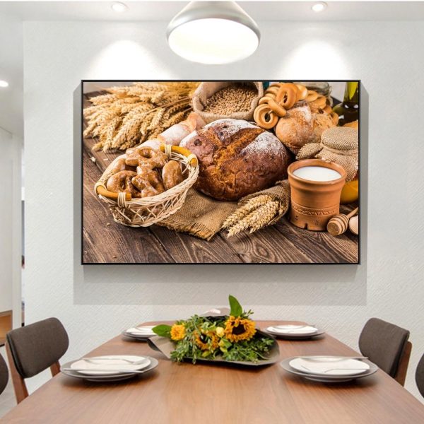 Bread Milk Nuts Wall Art Canvas Print
