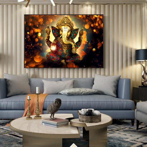 God Ganesha Wall Art Canvas Print - Image 2