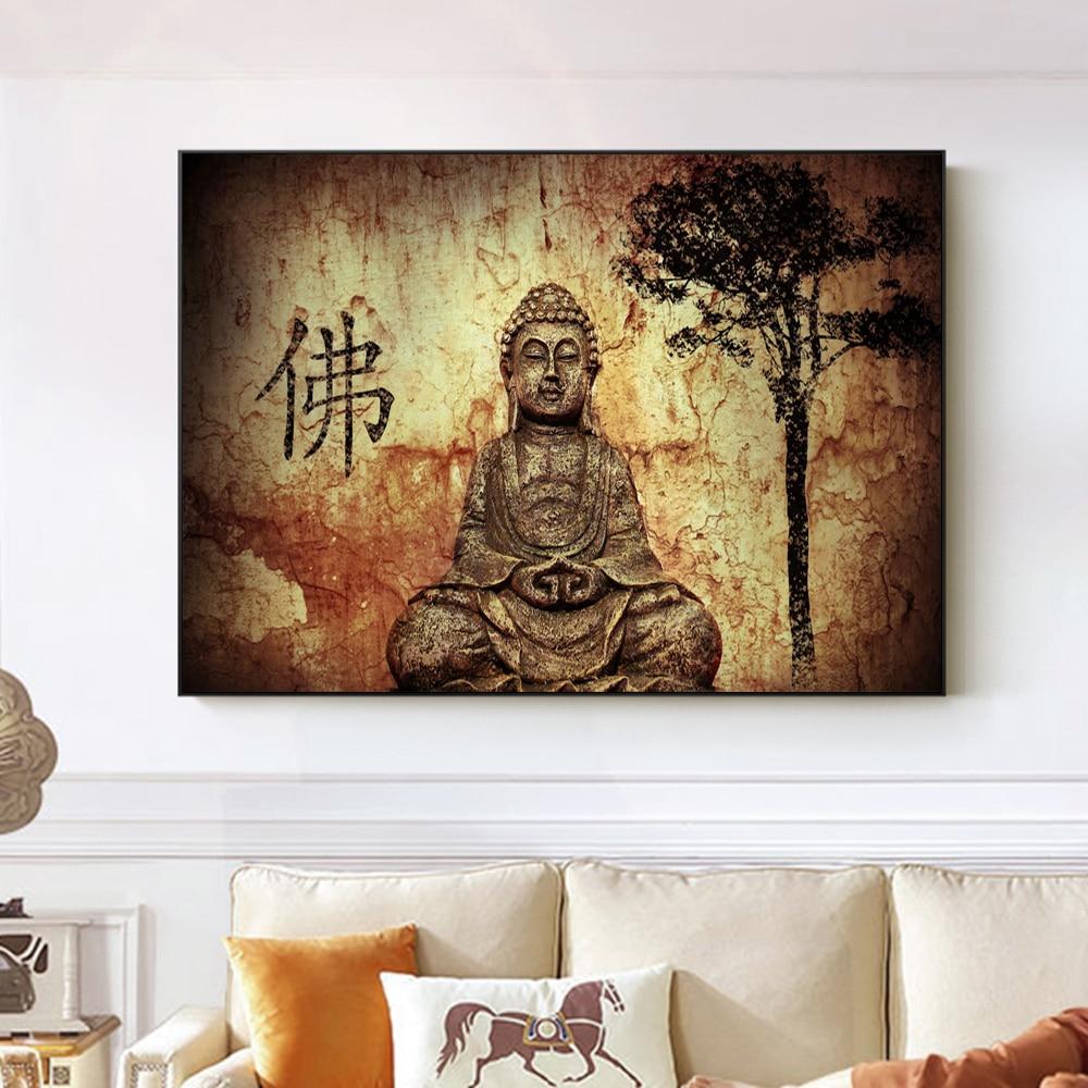 Vintage Sakyamuni Buddha Wall Art Canvas Print