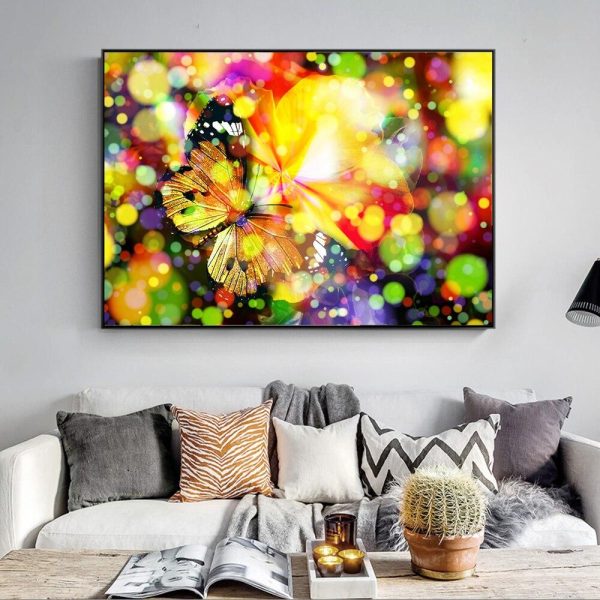 Multicolor Butterfly with Flowers Wall Art Canvas Print - Image 5