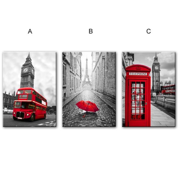 Realist London Big Ben and Paris the Eiffel Tower Wall Art Canvas Print - Image 2