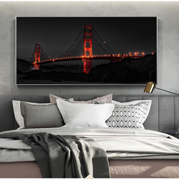 The Golden Gate Bridge in the Night Wall Art Canvas Print - Image 5