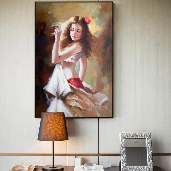 Girl Playing the Violin and Dancer Girl Wall Art Canvas Print