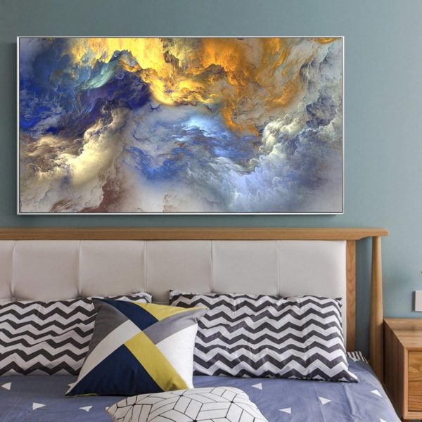 Golden and Blue Mysterious Clouds Wall Art Canvas Print - Image 4