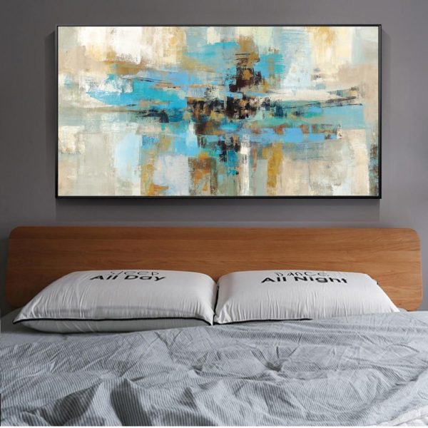 Abstract Turquoise Color Strokes Wall Art Canvas Print - Image 5