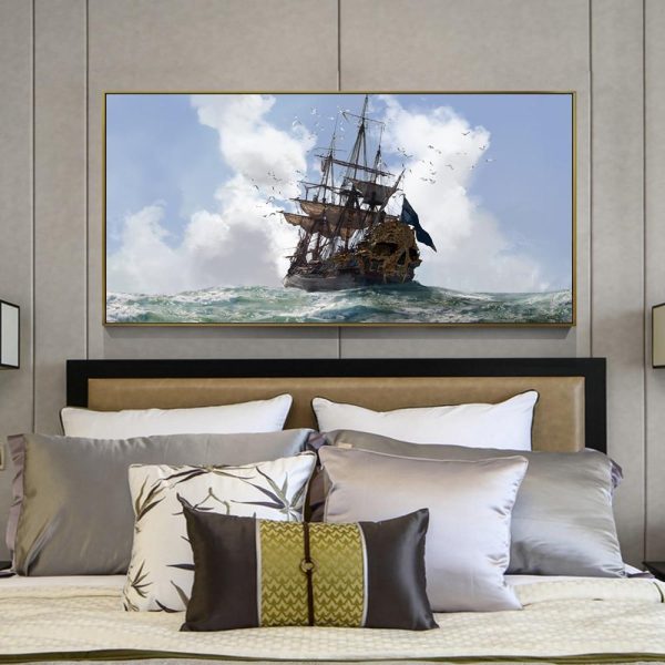Seascape Pirate Ship Canvas Wall Art Canvas Print - Image 6
