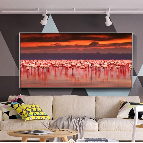 African Flamingo at Sunset Wall Art Canvas Print