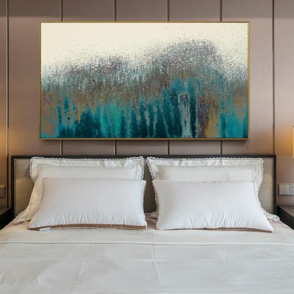 Abstract Turquoise Splash and Spray Wall Art Canvas Print - Image 5