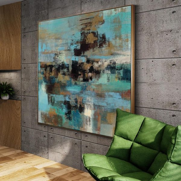 Abstract Landscape Turquoise Soft Colors Wall Art Canvas Print - Image 2