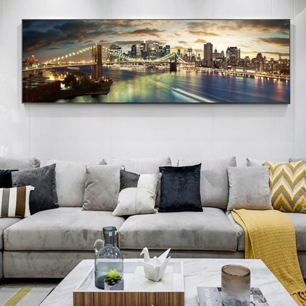 Brooklyn Bridge Night New York Wall Art Canvas Print